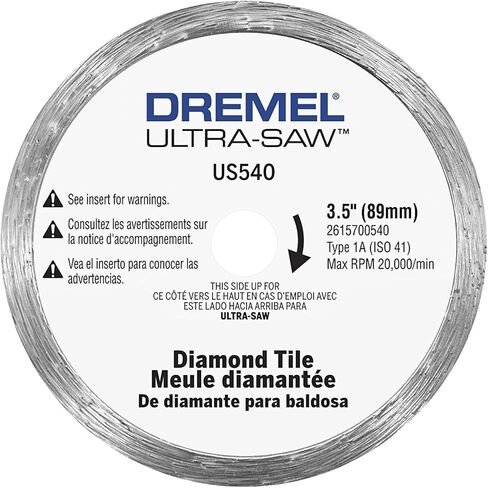Dremel US540-01 Ultra-Saw 3.5-Inch Tile Diamond Blade, White | Diamond-Coated Edge | Continuous Rim Design | Ceramic Material Cutting | Steel Core | Abrasive Cutting Surface in Kuwait