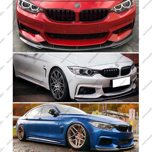الشفة الأمامية متوافقة مع 2014-2020 BMW 4-Series F32 F33 F36 (تناسب طراز Sport/M-Sport فقط)، طقم الجسم لحماية ممتص الصدمات الهوائي السفلي للذقن (أسود لامع) in Kuwait