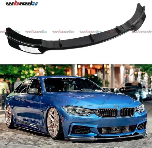 الشفة الأمامية متوافقة مع 2014-2020 BMW 4-Series F32 F33 F36 (تناسب طراز Sport/M-Sport فقط)، طقم الجسم لحماية ممتص الصدمات الهوائي السفلي للذقن (أسود لامع) in Kuwait