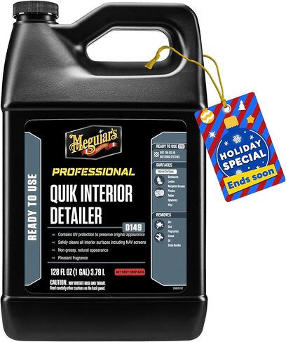 Meguiar's Professional Quik Interior Detailer D14901 - تنظيف وحماية الجزء الداخلي لسيارتك بسرعة وسهولة - آمن على جميع الأسطح الداخلية - حماية من الأشعة فوق البنفسجية بتركيبة غير دهنية، 128 أونصة، 1 جالون in Kuwait