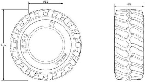 LESU Rubber Wheel Tyres 110MM Diameter 45MM Height for 1/15 RC Loader DIY Car Model in Saudi Arabia