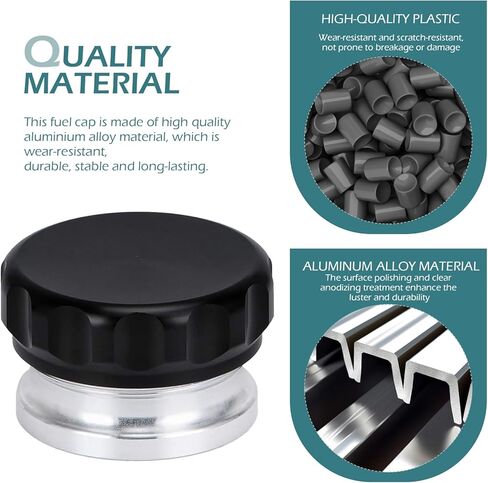 OD 2"/50.8mm Fuel Cap, Aluminum Alloy Weld Billet On Filler Neck Cap Oil, Universal Gas Cap Replacement for Fuel Water Tank (Black) in Saudi Arabia