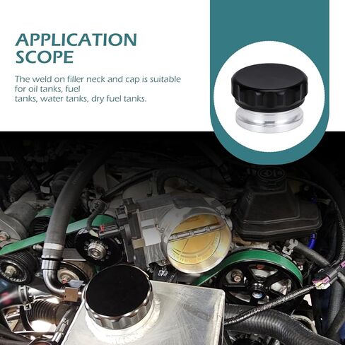 OD 2"/50.8mm Fuel Cap, Aluminum Alloy Weld Billet On Filler Neck Cap Oil, Universal Gas Cap Replacement for Fuel Water Tank (Black) in Saudi Arabia