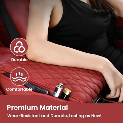 وسادة وحدة التحكم المركزية للسيارة Infiniti QX80 Z62 Z63 2014-2021 2022 2023 2024 2025، غطاء واقي مسند ذراع وحدة التحكم المركزية الجلدية مع حقيبتين للتخزين، ملحقات السيارة، أسود in Kuwait