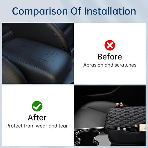 وسادة وحدة التحكم المركزية للسيارة Infiniti QX80 Z62 Z63 2014-2021 2022 2023 2024 2025، غطاء واقي مسند ذراع وحدة التحكم المركزية الجلدية مع حقيبتين للتخزين، ملحقات السيارة، أسود in Kuwait