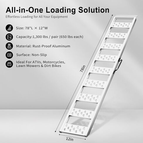 منحدرات VENDAV ATV للشاحنات الصغيرة بطول 7.5 قدم، منحدرات محمولة من الألومنيوم بسعة 1500 رطل، قطعتان. in Kuwait