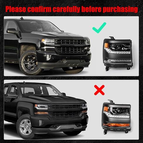 Huray Headlight for Chevy Silverado 1500 2016-2018 Silverado 1500 LD 2019 [Full LED Type] [DRL Projector] OE Head Lamp Replacement(Chrome, Passenger Side (Right)) in Saudi Arabia