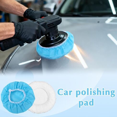 Bremorou 12Pcs Car Buffing Pads, Car Polishing Bonnet Buffing Pad - Microfiber & Lambswool Polishing Pad Set for 5"-6" Buffers Orbital Buffer Pads Wax Cover Kit Ideal for Vehicle Waxing & Cleaning in Saudi Arabia