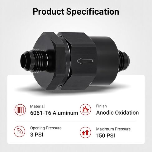EVIL ENERGY 6AN Male Non Return Fuel Line Check Valve Fitting Aluminum in Saudi Arabia
