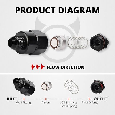 EVIL ENERGY 6AN Male Non Return Fuel Line Check Valve Fitting Aluminum in Saudi Arabia