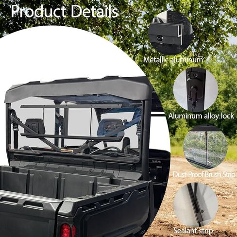 نافذة خلفية FinFox Slingshot لملحقات Can-Am Defender، زجاج أمامي خلفي شفاف مطلي بالصلب متوافق مع Defender Max HD5/HD8/HD9/HD10 2016-2026 الزجاج الأمامي من البولي كربونات in Saudi Arabia