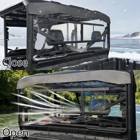 نافذة خلفية FinFox Slingshot لملحقات Can-Am Defender، زجاج أمامي خلفي شفاف مطلي بالصلب متوافق مع Defender Max HD5/HD8/HD9/HD10 2016-2026 الزجاج الأمامي من البولي كربونات in Saudi Arabia