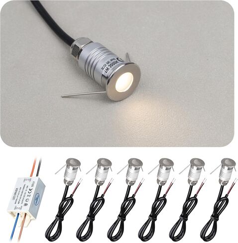 1W Buried Light, DC12-24V, 3000K,Outdoor Embedded LED Light, Mini Buried Light, Outdoor Buried Light, Foot Light, and Well Light (3000K,6 Pack) in Kuwait