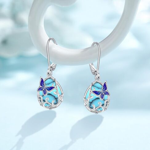 Butterfly Leverback Earrings for Women 925 Sterling Silver Hypoallergenic Dangle Drop Earrings Purple Butterfly Moonstone Jewelry Gifts for Girls Birthday in Kuwait