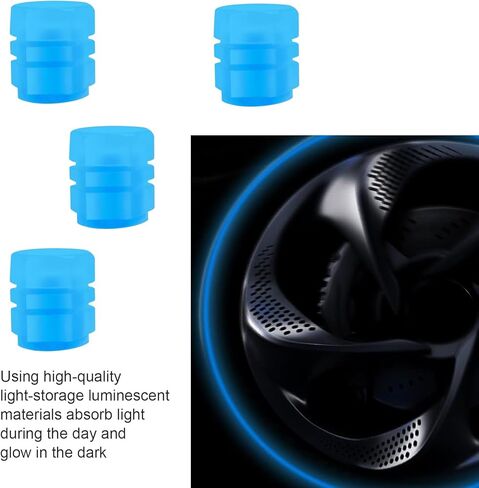 4 PCS Luminous Tire Valve Stem Caps, Glow Car Tire Valve Dust Cover, Leak-Proof Fluorescent Tire Valve Caps, Universal Stem Covers for Cars Trucks Motorcycles SUVs and Bikes (Red) in Saudi Arabia