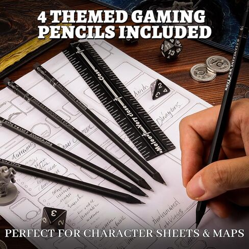 Tabletop RPG Range Ruler – Foldable Aluminum Combat Measuring Tool for Daggerheart & Wargames | 13 Inch Distance Bar with Pencil Set | GM Tool & Gift for Gamers in Saudi Arabia