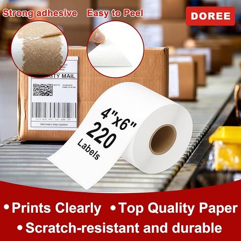 DOREE 4-Roll 4" x 6" Extra-Large Shipping Labels 1744907 with chip, Compatible with Dymo LW 5XL and 4XL Label Printers. (Thermal Shipping Labels, White,4-Rolls Total 880) in Saudi Arabia