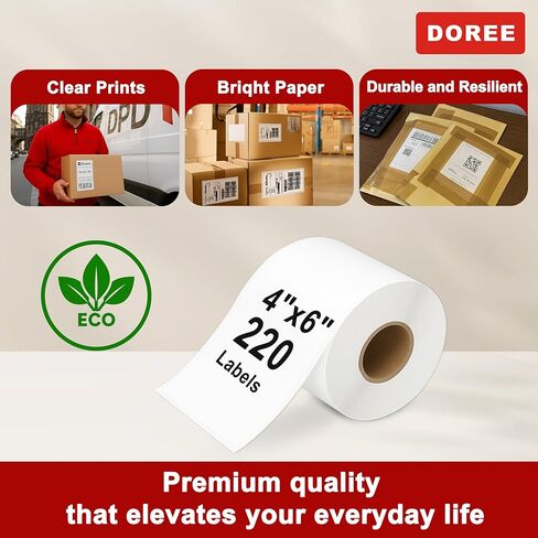 DOREE 4-Roll 4" x 6" Extra-Large Shipping Labels 1744907 with chip, Compatible with Dymo LW 5XL and 4XL Label Printers. (Thermal Shipping Labels, White,4-Rolls Total 880) in Saudi Arabia