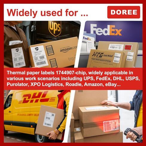 DOREE 4-Roll 4" x 6" Extra-Large Shipping Labels 1744907 with chip, Compatible with Dymo LW 5XL and 4XL Label Printers. (Thermal Shipping Labels, White,4-Rolls Total 880) in Saudi Arabia
