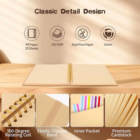 ألبوم قصاصات DIY مقاس 12 × 12 بوصة، ورق كرافت بغلاف مقوى 40 صفحة فارغة، كتاب صور تذكارية للسفر لحفلات الزفاف العائلية وصور العطلات (بني، 12 × 12 بوصة) in Kuwait