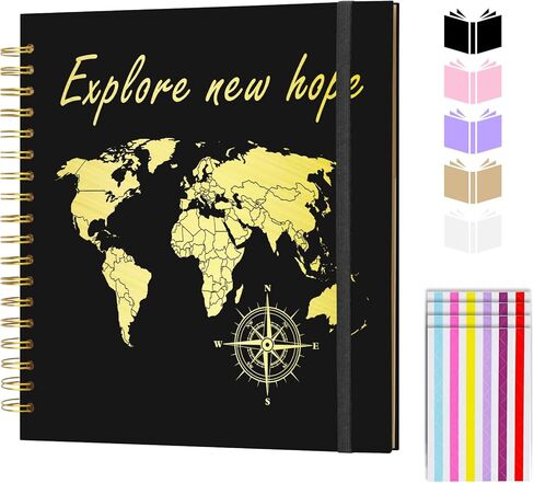 Scrapbook Album 10x10 inch 40 Blank Pages Scrap Book,World Map Travel Album Kraft Paper,Our Adventure Book Scrap Book Photo Album for Couple Family Wedding Travel Graduation (black, 10 x 10 inch) in Saudi Arabia