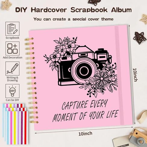ألبوم قصاصات DIY مقاس 12 × 12 بوصة، ورق كرافت بغلاف مقوى 40 صفحة فارغة، كتاب صور تذكارية للسفر لحفلات الزفاف العائلية وصور العطلات (بني، 12 × 12 بوصة) in Kuwait