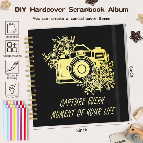 ألبوم قصاصات DIY مقاس 12 × 12 بوصة، ورق كرافت بغلاف مقوى 40 صفحة فارغة، كتاب صور تذكارية للسفر لحفلات الزفاف العائلية وصور العطلات (بني، 12 × 12 بوصة) in Saudi Arabia
