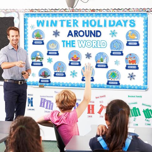 JarThenaAMCS Winter Bulletin Board Set Classroom Decorations Holiday Around The World Educational Paper Cutouts for Seasonal School Chalkboard Wall Decor in Saudi Arabia