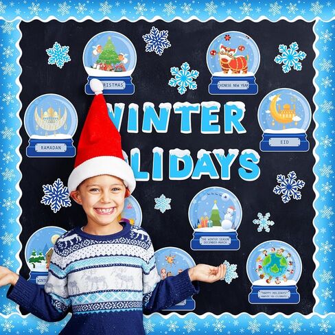 JarThenaAMCS Winter Bulletin Board Set Classroom Decorations Holiday Around The World Educational Paper Cutouts for Seasonal School Chalkboard Wall Decor in Saudi Arabia