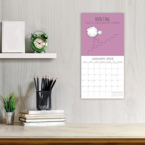 تقويم حائط مربع 2026 من The Gifted Stationery - تقويم 16 شهرًا 2026 - اقتباسات مضحكة للبالغين ومخطط 2026 - مع 180 ملصق تذكير وعرض معلق - سبتمبر 2025 - ديسمبر 2026، 12 × 12 بوصة in Saudi Arabia