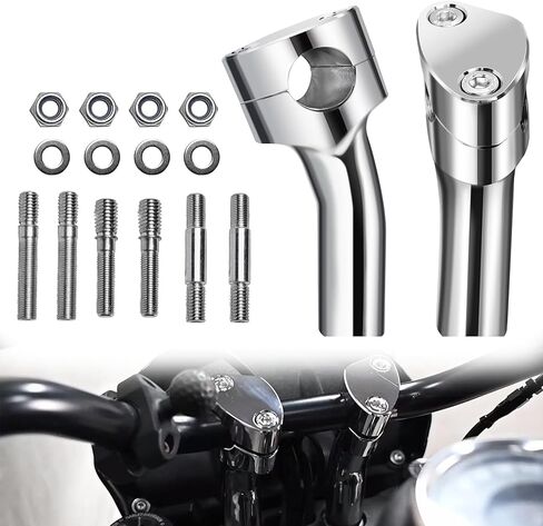 Sresk Motorcycle Handlebar Riser Clamp 4 inch Pullback Handlebar Riser Kickback Custom Accessories Universal for Harley Dyna Softail, for Kawasaki Vulcan, for Suzuki and Yamaha (Black) in Kuwait