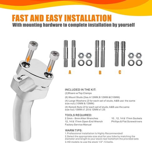 Sresk Motorcycle Handlebar Riser Clamp 4 inch Pullback Handlebar Riser Kickback Custom Accessories Universal for Harley Dyna Softail, for Kawasaki Vulcan, for Suzuki and Yamaha (Black) in Kuwait