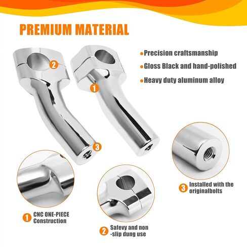 Sresk Motorcycle Handlebar Riser Clamp 4 inch Pullback Handlebar Riser Kickback Custom Accessories Universal for Harley Dyna Softail, for Kawasaki Vulcan, for Suzuki and Yamaha (Black) in Kuwait