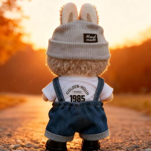17cm Doll Clothes Set(NO Doll), for Labubu Clothes, for Labubu Outfits - Cute Knit Sweater & Handcrafted Crochet Skirt, Premium Dresses, Soft Stretch Fabric Costume Accessories Blue Denim Suit in Saudi Arabia