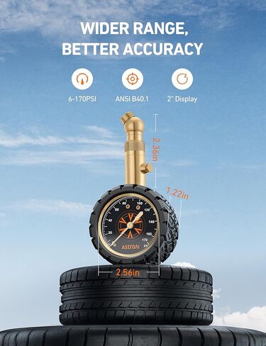 AstroAI Tire Pressure Gauge 60 PSI, Large 2" Easy Read Glow Dial Tire Gauge, Certified ANSI B40.1 Accurate, Compatabile for Bicycle, Car, SUV, Truck & Motorcycle in Saudi Arabia