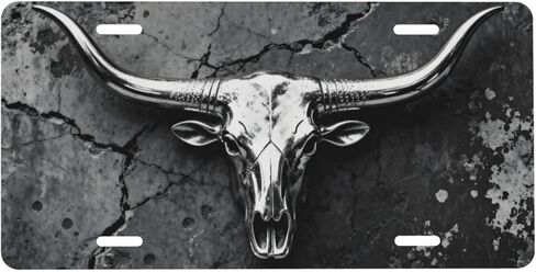 Longhorn Grunge Metal Front License Plate for Women Car Vanity Plates Decorative Aluminum Metal Cute Novelty License Plate Cover for Men 6x12 Inch (4 Holes) in Saudi Arabia