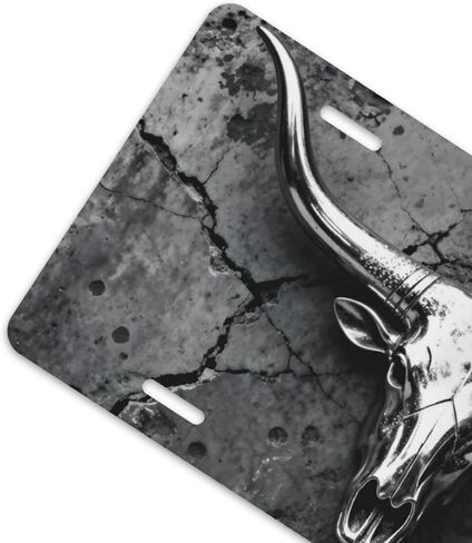 Longhorn Grunge Metal Front License Plate for Women Car Vanity Plates Decorative Aluminum Metal Cute Novelty License Plate Cover for Men 6x12 Inch (4 Holes) in Saudi Arabia