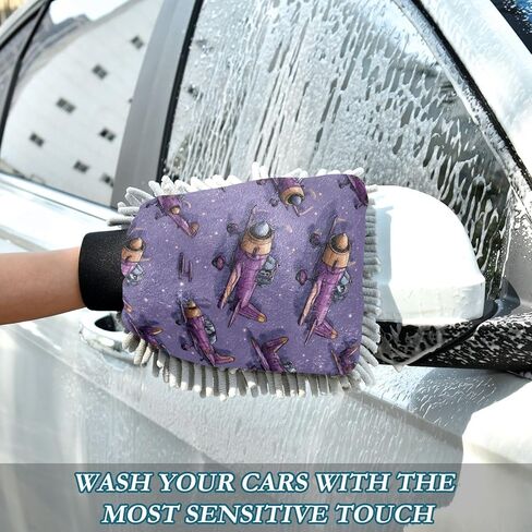 AIXIWAWA Cartoon Planes Print Car Wash Mitt Washing Glove Scratch Free Water Absorbent 2 Pack Medium in Saudi Arabia