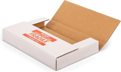 9x6x1.3 inch Mailing Boxes, Multi-Depth CD DVD Corrugated Cardboard Boxes with Fragile Stickers for Shipping, Storing, Package, Business or Home, White, 25 Pack in Saudi Arabia