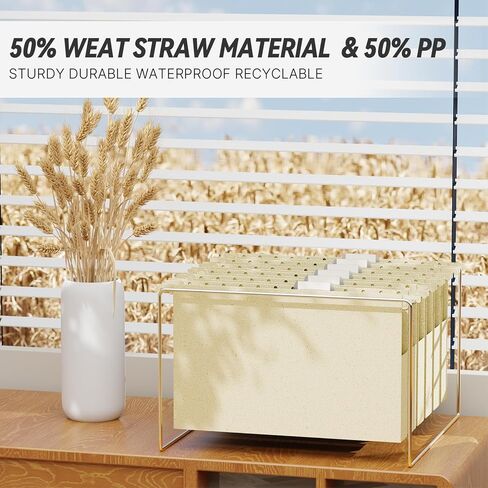 Legal Size Hanging File Folders Extra Capacity,Heavy Duty 1'' Expansion Hanging Folders for Filing Cabinet,12 Pack Wheat Straw File Folders Hanging with Tabs,Pastel File Organizer for Office in Saudi Arabia