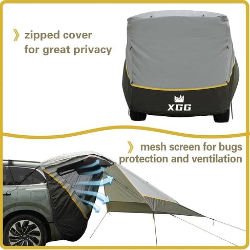 HREFEU SUV Tailgate Tent with Awning, Tailgate Shade Awning Tent for Camping, Hatchback Tent,Sun Shelter Camping Outdoor Travel, Waterproof 3000MM UPF 50+(Large) in Kuwait