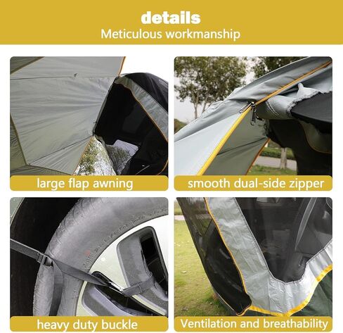 HREFEU SUV Tailgate Tent with Awning, Tailgate Shade Awning Tent for Camping, Hatchback Tent,Sun Shelter Camping Outdoor Travel, Waterproof 3000MM UPF 50+(Large) in Kuwait