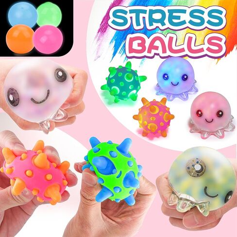 36 Pack Sensory Stress Balls, Squishy Ball, Sensory Stress Balls Set for Adults, Anti-Anxiety and Fidget Balls to Relax, Prize Box for Classroom, Party Favors, Birthday Gifts in Kuwait