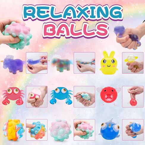 36 Pack Sensory Stress Balls, Squishy Ball, Sensory Stress Balls Set for Adults, Anti-Anxiety and Fidget Balls to Relax, Prize Box for Classroom, Party Favors, Birthday Gifts in Kuwait