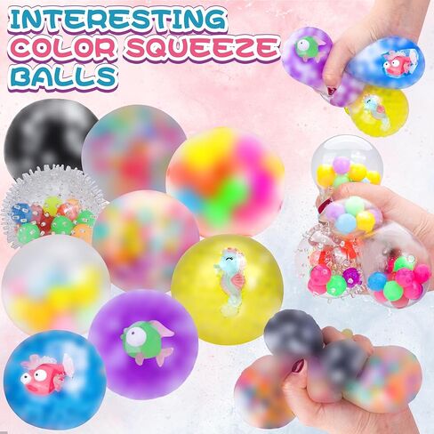 36 Pack Sensory Stress Balls, Squishy Ball, Sensory Stress Balls Set for Adults, Anti-Anxiety and Fidget Balls to Relax, Prize Box for Classroom, Party Favors, Birthday Gifts in Kuwait