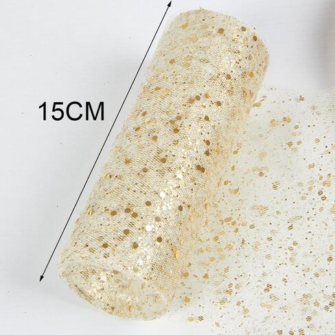 1pcs Glitter Tulle Rolls, 15×6×2cm, Polyester, Perfect for Decoration and Gift Packaging, Light and Breathable, for Christmas Balls and Parties，White in Saudi Arabia