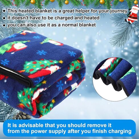 Riakrum Electric Car Blanket 12v 57 x 43 Inch Travel Heated Fleece Blanket with Temperature Controller, USB Charger Car Outlet Adapter for Cold Weather, Emergency Kit, Gift for Valentine in Kuwait