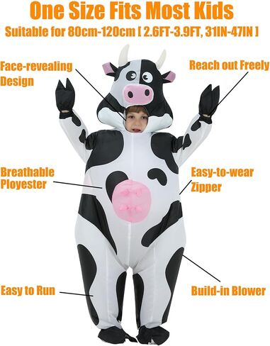 Inflatable Cow Costume Adult Inflatable Costume Adult Funny Cow Costume Suit Blow up Costumes for Adults Men Women Halloween Costumes, Pink in Saudi Arabia