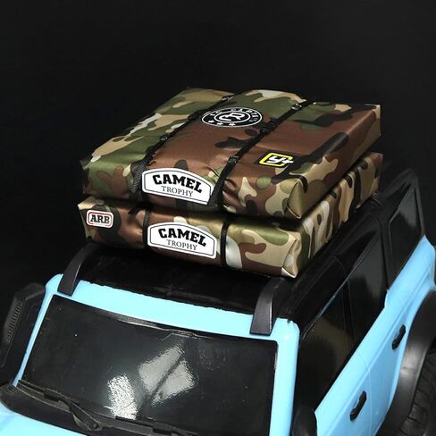 RC Simulated Roof Luggage Tent Bag Decoration for 1/8 1/10 RC Crawler (TRX4, Defender, SCX10, 90046, RC4WD (Brown) in Saudi Arabia