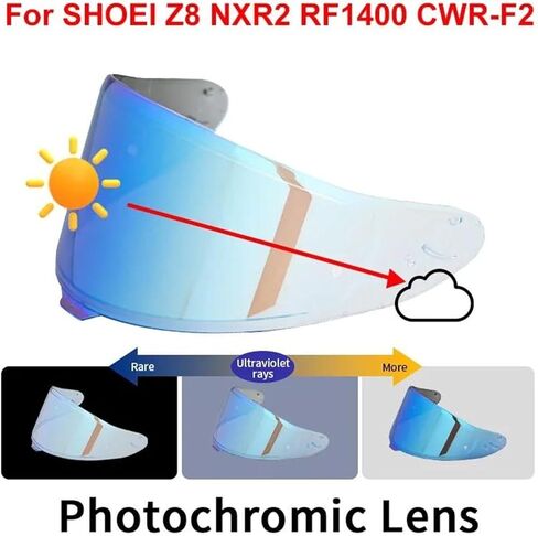 Photochromic Visor for SHOEI RF1400 RF-1400 NXR2 CWR-F2 Z8 CWR-F2R X15 X-15 X-Fifteen X-SPR Pro Autochromic Lenses Helmet Shield(Photochromic Red) in Saudi Arabia
